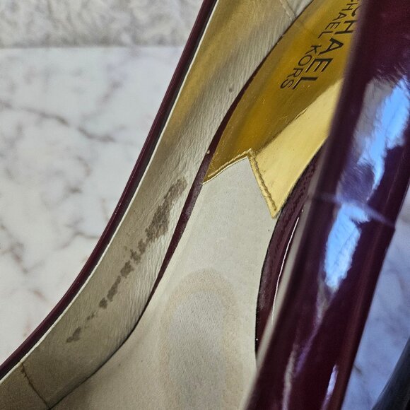 Michael Kors Women's Stilettos Burgundy Leather High Heels Pumps Shoes - Picture 8 of 9